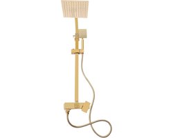 Luxe Douchesysteem RVS met Regendouche en Handdouche, Verstelbare Hoogte (80-113 cm), Goudkleurig