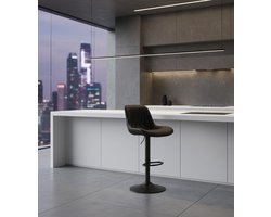 Luxe Draaibare Barkruk met Rugleuning – Verstelbare Barstoel 56-81 cm – PU Leren Keukenkruk – 360° Draaibaar – Moderne Barkruk Zwart Medahomestore