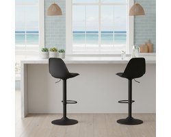 Luxe Draaibare Barkruk Verstelbaar met Rugleuning en Voetensteun – Zwarte Barstoel van Kunstleer voor Keuken, Bar en Eetkamer MedaHomeStore