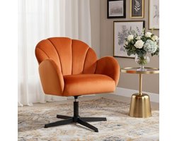 Luxe Draaibare Fauteuil met Fluwelen Bekleding - Moderne Accentstoel voor Woonkamer of Slaapkamer - Stijlvol Oranje