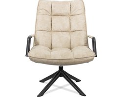 Luxe Draaifauteuil met Armleuning - Stof - Metaal - Fauteuil Stoel - Beige - 100 cm hoog