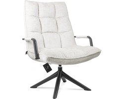 Luxe Draaifauteuil met Armleuning - Stof - Metaal - Fauteuil Stoel - Wit - 100 cm hoog