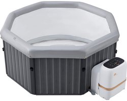 Luxe Driehoekige Hoek-Whirlpool - 193x193x73 cm - Hydro- en Air Massage, 30 Jets - Vrijstaand Tuinspa Hoekmodel - Medahomestore