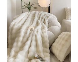 Luxe dubbel laags fleece deken - Plaid 160 x 200 - Extra Groot - Superzacht & Warm – Wit Plaid - Effen Witte Plaid voor Bank & Bed - Scandinavisch Woondeken - Fleece deken - Deken wit