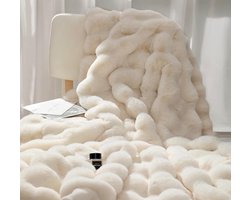 Luxe dubbel laags fleece deken - Plaid 160 x 200 - Extra Groot - Superzacht & Warm - Wit - Wit Plaid - Effen Witte Plaid voor Bank & Bed - Scandinavisch Woondeken - Fleece deken - Deken wit