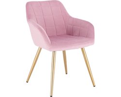 Luxe Eetkamerstoel | Gouden poten | Fluwelen bekleding | Stoelen | Fauteuil | Eetkamerstoelen | Roze