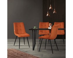 Luxe Eetkamerstoelen Set van 6 - Zwart - Novihome