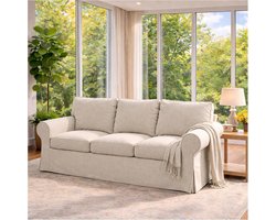 Luxe Ektorp 3-Zits Bankhoes Beige Polyester – Heavy Duty Vervangende Slipcover met Perfecte Pasvorm (24 x 24 x 8 cm) – Duurzaam, Beschermend & Stijlvol voor IKEA Ektorp Banken