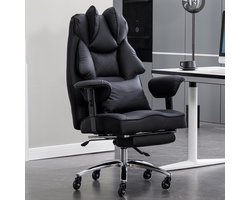 Luxe Ergonomische Bureaustoel 200 kg – Executive Directiestoel met Voetensteun, Lendenkussen & Brede XXL Zit – In Hoogte Verstelbare Comfort Stoel van Krasbestendig PU Leer – Zwart – Altameubel