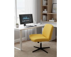 Luxe Ergonomische Bureaustoel Geel – Comfortabele Draaistoel voor Thuiswerk, Gaming en Make-up – Verstelbare Hoogte en Kantelfunctie 115° – Stevige Kruisvoet, Wieltjes en Ergonomisch Kussen Depauwwonen