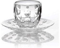 Luxe espresso kop en schotel VALENTINO - Likeur borrelglas met schotel - Glas / Acryl - Transparant - Set van 2