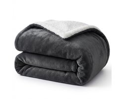 Luxe Fleece Deken 150×200 cm – Extra Zacht & Warm – Dubbelzijdig – Plaid voor Bank, Bed & Woonkamer – Donkergrijs