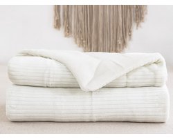 Luxe Fleece deken - Plaid 150x200cm - Triple Layer - Dubbelzijdig Effen Wit