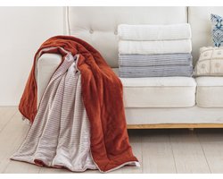 Luxe Fleece deken - Plaid 150x200cm - Triple Layer - Dubbelzijdig Terracotta