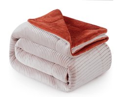Luxe Fleece deken - Plaid XL 240x220cm - Triple Layer - Dubbelzijdig Terracota