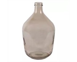 Luxe fles vaas - licht bruin transparant - 36 x 25 cm - dik kwaliteits glas