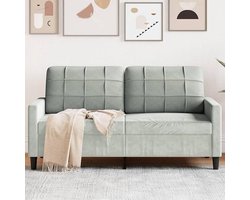 Luxe Fluwelen 2-Zitsbank – Modern Design Lichtgrijs – Comfortabele Loveseat voor Wonen en Ontspanning – Stevig Metalen Frame, Zacht en Duurzaam House&Garden