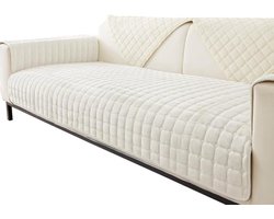 Luxe Fluwelen Bankhoes met Antislip – Dikke Beschermhoes voor Hoekbank & 1-4-Zits Sofa – Huisdiervriendelijk & Warm – Beige (70×70×1 cm)