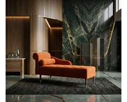 Luxe Fluwelen Chaise Longue met Lendenkussen – Elegante Loungebank voor Woonkamer, Slaapkamer en Kantoor – Moderne Fluwelen Recamiere Sofa 1-zits – 149,5 x 54 x 76 cm - Casa Serena