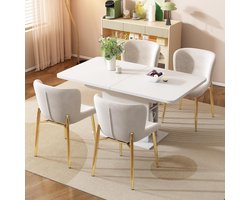 Luxe Fluwelen Eetkamerstoelen met Gouden Pooten – Comfortabele Moderne Stoelen voor Eetkamer, Woonkamer en Keuken, Set van 6, Afmetingen 54 x 45 x 82 cm – Novihome