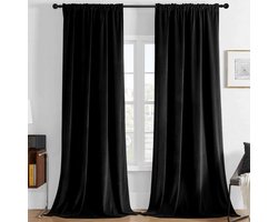 Luxe fluwelen gordijnen met plooiband, set van 2, zware thermische verduistering, geluidsisolerend, 132x245 cm