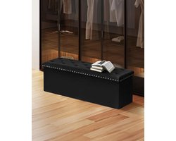 Luxe fluwelen opbergdoos met voetensteun – Zwarte schoenenkast voor slaapkamer, 110x40x40 cm