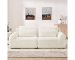 Luxe Frameloze Cloud 2-Zits Sofa Loveseat met USB Oplaadpoort, Zijvak voor Tijdschriften en Hoog Veerkracht Comfort 208 x 101 x 81 cm – Beige