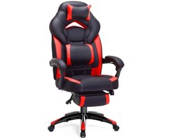 Luxe Gamestoel - Met Hoofdkussen - Kunstleer - Zwart & Rood