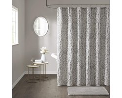 Luxe getextureerd jacquard damast medaillon douchegordijn - machine wasbaar - moderne badkamerdecoratie - privacyscherm - 72 "x 72" zilver