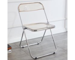 Luxe Ghost Acryl Klapstoel – Transparant & Opvouwbaar Met Chrome Frame (Geel)