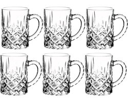 Luxe Glazen zilvere rand met oortje - set van 6 stuks