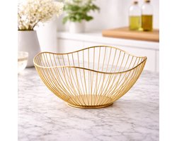 Luxe Gouden Fruitschaal – Metalen Fruitmand – Modern Design – Keuken & Tafel Decoratie – 26,7 cm