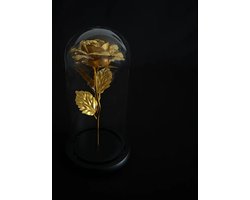 Luxe Gouden Roos - Glazen Roos In Stolp - Roos In Stolp - Valentijn - Valentijn Cadeautje Voor Haar - Valentijnsdag - Valentijn Cadeautje Vrouw