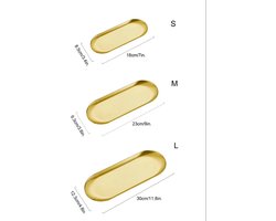 Luxe Gouden Serveerschalen Set 3 Stuks | Gouden Serveerplank | Hapjesplank | Dienblad Goud | Gouden Plaat | Goude Serveerschalen | Ovale Schalenset | Gouden Ovale Roestvrije Set | Serveer Schaal Set | Serveer Set 3 Maten | Bediening Set