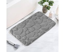 Luxe Grijze Badmat 40x60cm - Hartjes Design - Douchemat - Voor Warme Voeten - Vochtabsorberend - Anti Slip - Uitwasbaar