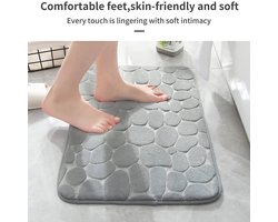 Luxe Grijze Badmat 40x60cm - Stone Design - Douchemat - Voor Warme Voeten - Vochtabsorberend - Anti Slip - Uitwasbaar