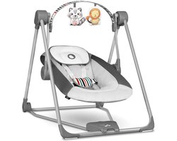 Luxe Grijze Elektrische Schommelstoel Baby - Baby Swing - Wipstoel Baby's - Met Afstandsbediening en Speelboog - Zonnekap met Klamboe