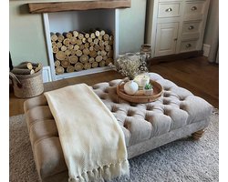 Luxe Grote Chesterfield Voetenbank Ottomaan als Salontafel