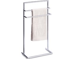 Luxe handdoek badkamer rek 3 stangen metaal 44 x 83 cm - Zeller - Droogrekken - Handdoeken ophangen - Handdoekrekken/handdoekenrekken