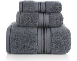Luxe handdoeken – 3-delige set handdoeken antraciet - donkergrijs - 33 x 74 - 70 x 140 cm - 100 x 180 cm - badlaken – strandlaken - gastendoek