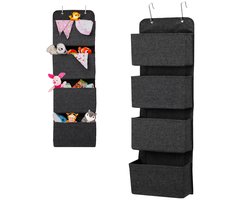 Luxe Hangende Organizer – Opbergzak met 4 Vakken – Ideaal voor Caravan, Camper, Tent & Camping – Voor Deur of Muur – Zwart – 31 x 9,4 x 100 cm