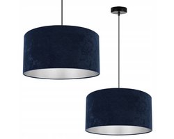 Luxe Hanglamp Mediolan, Blauw Fluweel, Chroom Accent, E27