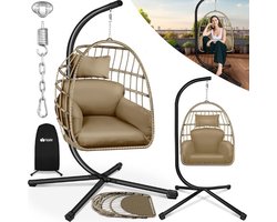 Luxe Hangstoel – Voor Binnen – Zonder Standaard – UV Bestendigheid – Comfortabel XXL Design – Indoor & Outdoor – Hangmat – Beige