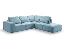 Luxe hoekbank rechts lichtblauw | Stijlvolle woonbank in trendy kleur - 305cm