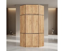 Luxe Hoekkledingkast met Verlenging 100 cm – 6 Deurs Garderobekast met 9 Legplanken en Kledingstang – Grote Opbergkast voor Slaapkamer – Craft Eiken Design – Ruimtebesparende Kast voor Kleding en AccessoiresMobili Bella