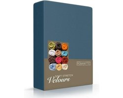 Luxe Hoeslaken Velours - Navy - 140x200 cm - Velours - Romanette