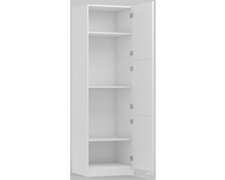 Luxe Hoge Keukenkast 60×202 cm – Opbergkast met 3 Deuren & Verstelbare Legplanken – Melamine Houtstructuur – Ruime Voorraadkast / Keuken Opbergmeubel – Wit Mat – Novihome