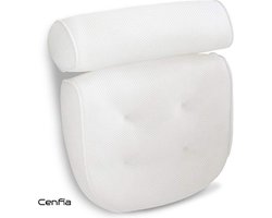 Luxe Home Spa Badkussen - Kussen Voor In Bad - Nieuw Model Met 6 Zuignappen En Droog Haak - Wit