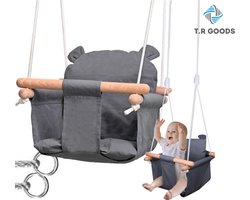 Luxe Houten Babyzitje - Babyschommel - Grijs - Schommel voor binnen