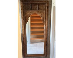 Luxe houten spiegel uit India met houtsnijwerk 90x210 cm sprookjes achtige spiegel